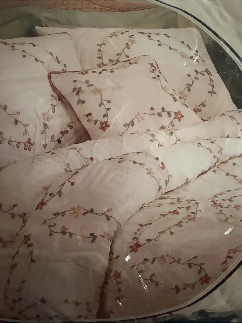 New American Traditions Cream Quilted Abigail Ribbon Pillow Sham 20x26” Country